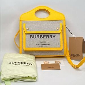 Burberry Mini Leather-Trimmed Canvas Pocket Tote